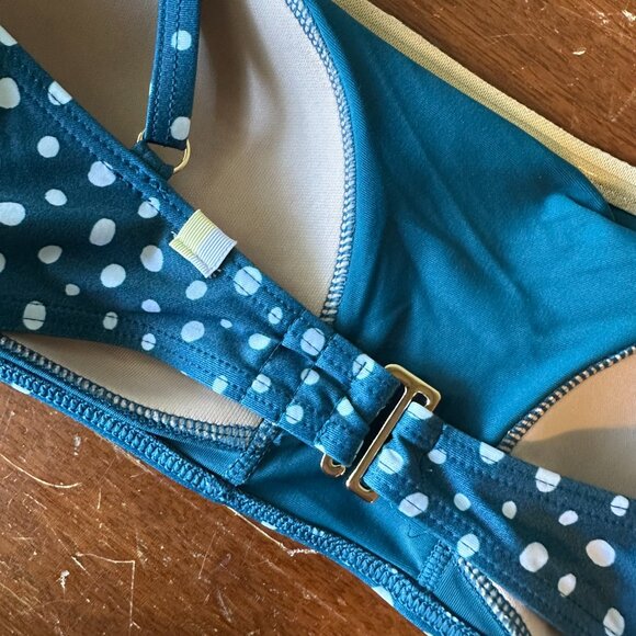 SUMMERSALT The Ruffle Oasis Bikini Top | 6 | teal/white polka dot | like new! - Picture 7 of 7